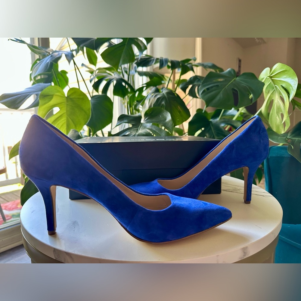 BCBG Gaminkha-x Blue Suede Heels - Picture 5 of 6